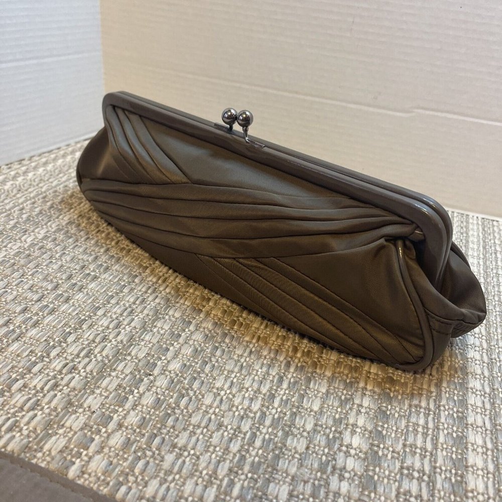Simply Vera Wang Evening Clutch Bag Mocha Brown Tuxedo Purse Preowned Never Used - Picture 5 of 10